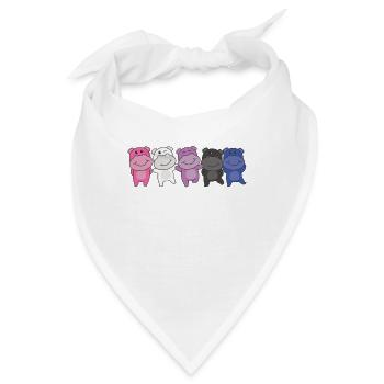 Genderfluid Flag Pride LGBTQ süße Hippo - Bandana - Weiß - Vorne
