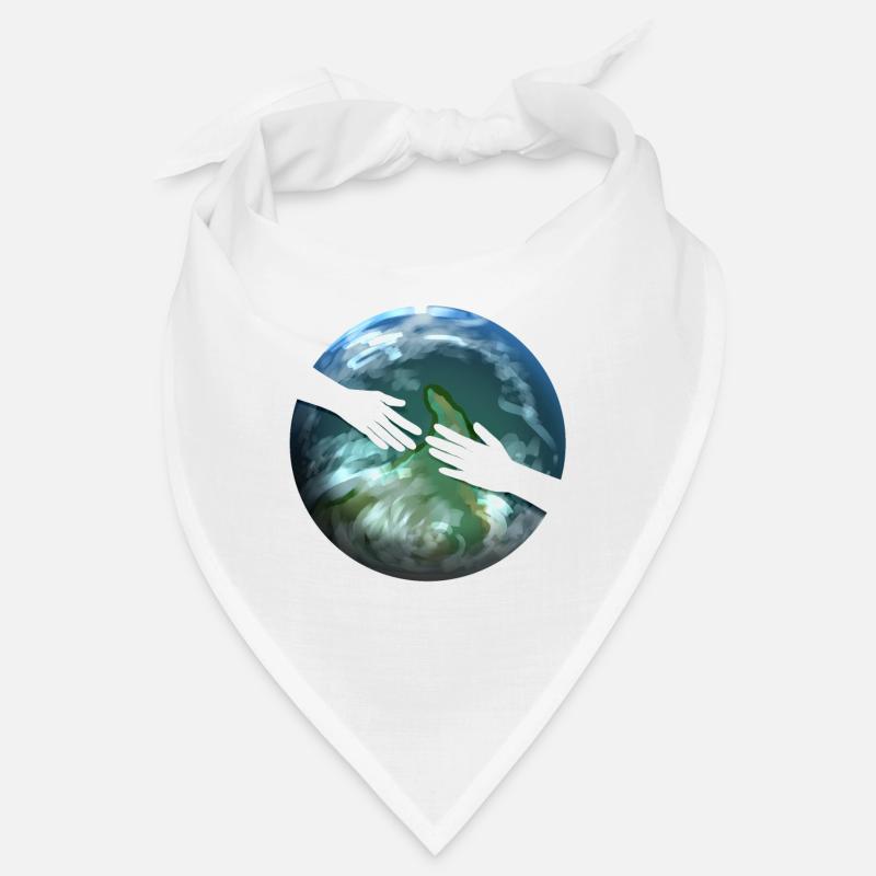 Deux mains tendues devant Earth Globe pour Bandana