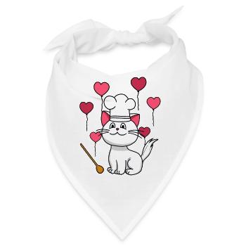 Katze Koch Geburtstagsgeschenk Hobbykoch kochen - Bandana - Weiß - Vorne