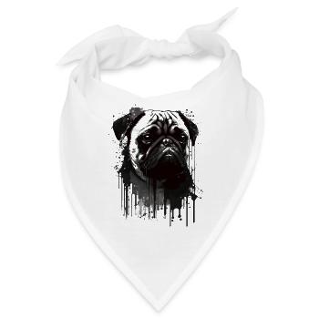Mops Schablonen Design Weiß Und Schwarz - Bandana - Weiß - Vorne