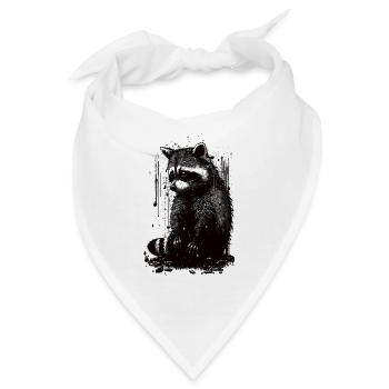 Waschbär Weiß & Schwarz Schablone - Bandana - Weiß - Vorne