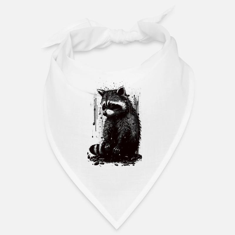 Waschbär Weiß & Schwarz Schablone Bandana