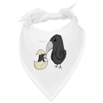 Krähe Familie - Krähe mit Baby - Krähe Motiv - Bandana - Weiß - Vorne