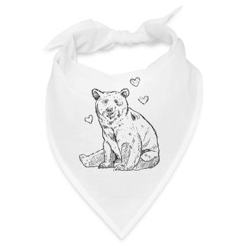 Art Academia Aesthetic Bear Sketch Art - Bandana - Weiß - Vorne