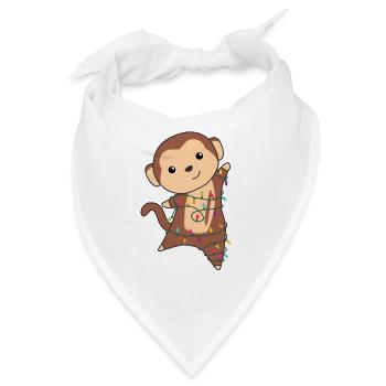 Affe Weihnachten Schnee Winter Tiere Affen - Bandana - Weiß - Vorne