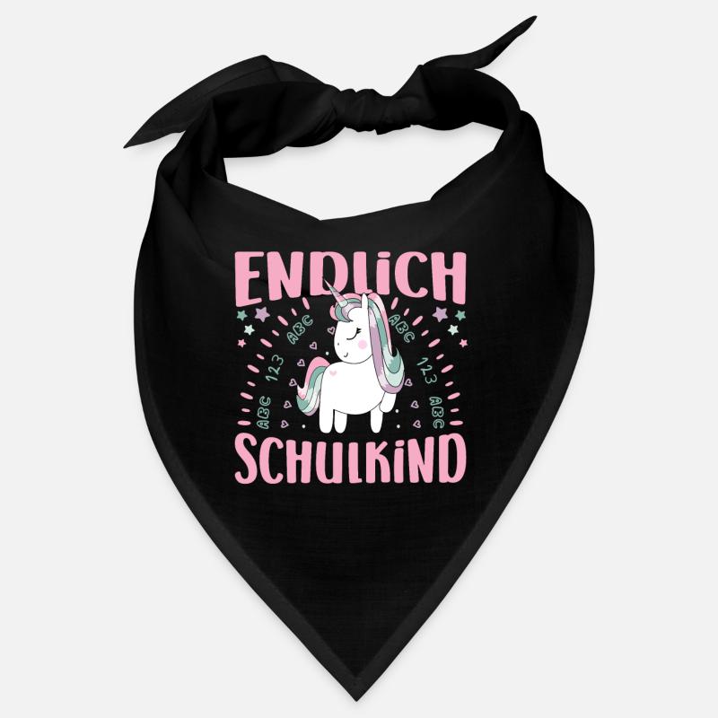 Einschulung Endlich Schulkind Mädchen Einhorn Bandana
