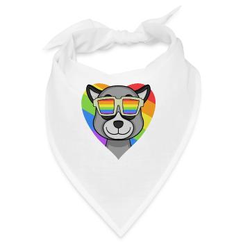Regenbogen - Lemur mit Brille - Bandana - Weiß - Vorne