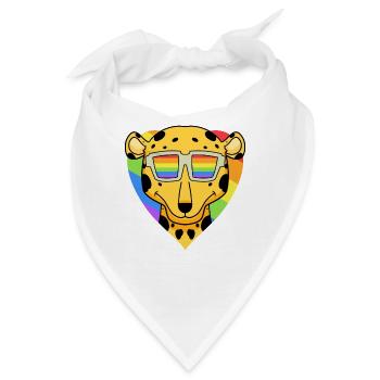 Regenbogen - Gepard mit Brille - Bandana - Weiß - Vorne