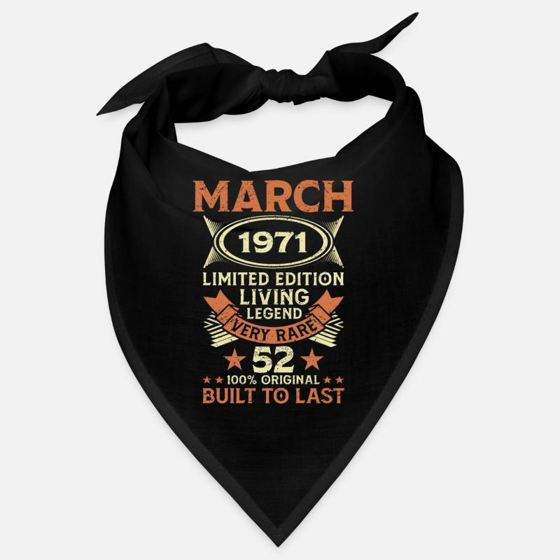 52e anniversaire Mars Né 1971 Idée cadeau Bandana