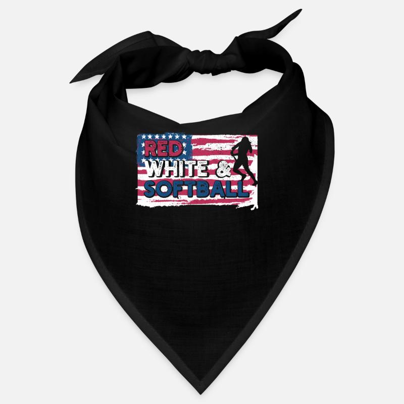 Patriotic Red, White & Softball Fourth July Bandana