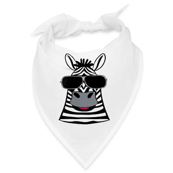 Zebra mit Sonnenbrille - Bandana - Weiß - Vorne