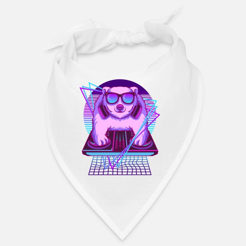Vaporwave Polar Bear DJ Desk Polar Bear Bandana