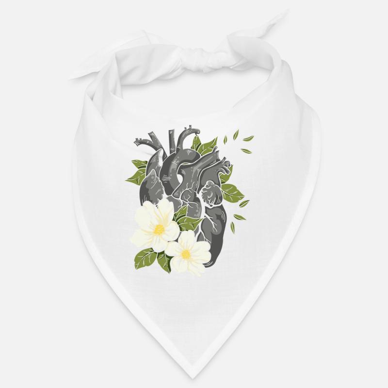 Cœur anatomique et fleurs Bandana