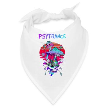 Psytrance Zauber Pilze - Retro Pilz Augen Kunst - Bandana - Weiß - Vorne