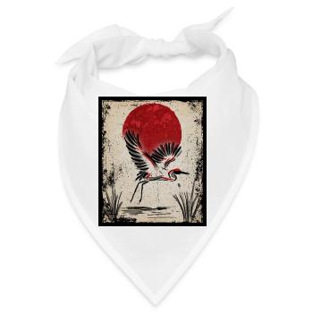 Kranich Art Japanische Kunst Vintage Retro - Bandana - Weiß - Vorne