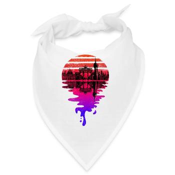 Berlin Skyline Vaporwave Sunset - Bandana - Weiß - Vorne