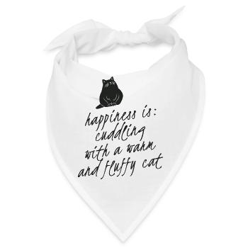 Glücklich sein heißt mit einer Katze zu kuscheln - Bandana - Weiß - Vorne
