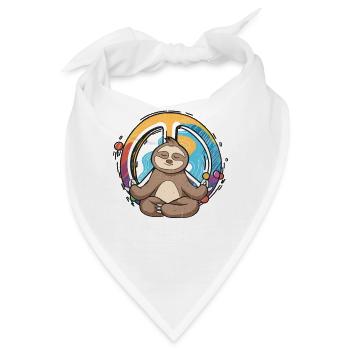 Hippie Faultier Friedenszeichen Yoga Lazybones Hippies - Bandana - Weiß - Vorne