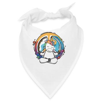 Hippie Einhorn Friedenszeichen Yoga Einhorn Hippies - Bandana - Weiß - Vorne