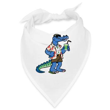 Dolo das Krokodil beim Cocktail - Bandana - Weiß - Vorne