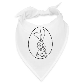 Verrückter Hase im Ei, schwarze Linien - Bandana - Weiß - Vorne