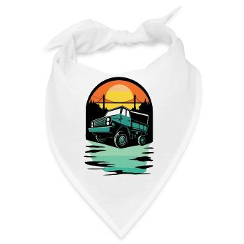 Sonnenuntergang eine Brücke und ein LKW - Bandana - Weiß - Vorne