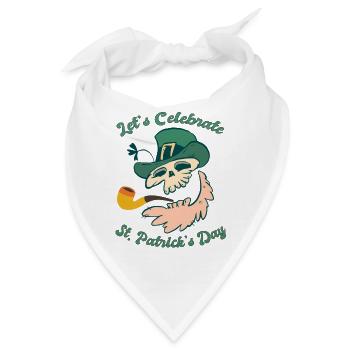 Let's Celebrate St. Patricks Day Schädel Kleeblatt - Bandana - Weiß - Vorne