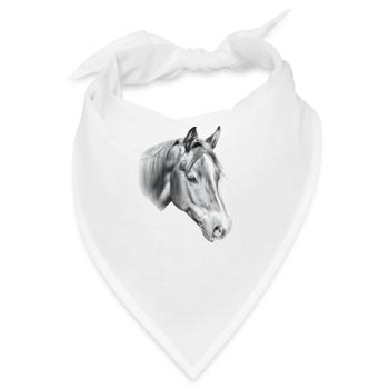 Pferdekopf Bleistiftzeichnung - Bandana - Weiß - Vorne