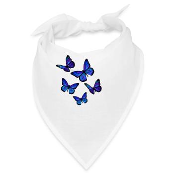Schmetterlinge am Sternenhimmel blau und violett - Bandana - Weiß - Vorne