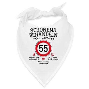 55. Geburtstag Schonend Behandeln 55 Tempolimit 55 - Bandana - Weiß - Vorne