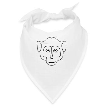 Affe Affengesicht Zeichnung - Bandana - Weiß - Vorne