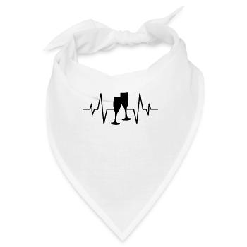 Sekt Herzschlag Neujahr - Bandana - Weiß - Vorne