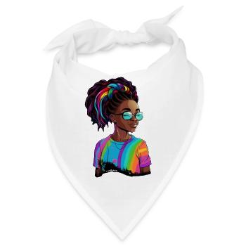 Bunte Dreadlocks und Regenbogen-T-Shirt - Bandana - Weiß - Vorne