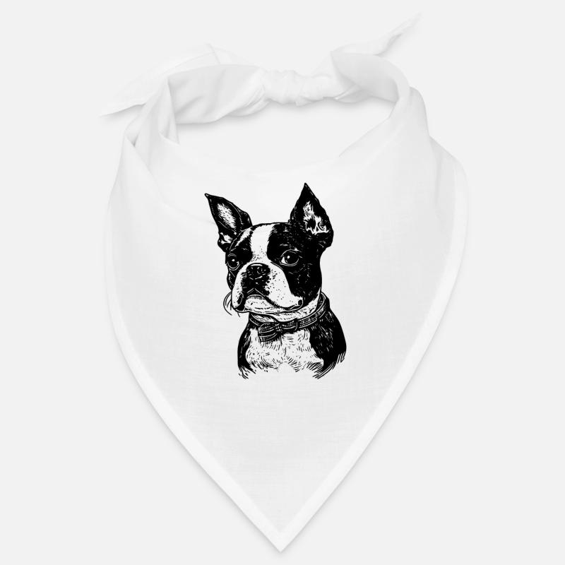 Boston Terrier - Bandana - blanc