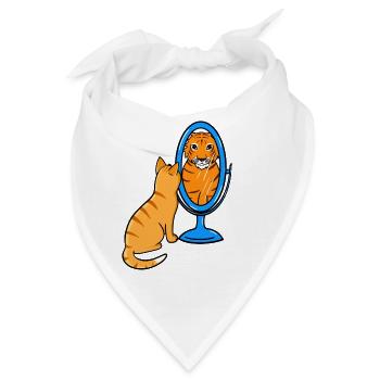 Süße getigerte Katze - Tiger - Bandana - Weiß - Vorne
