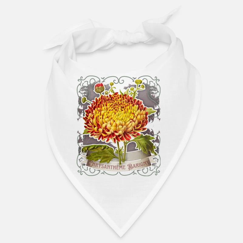 Vintage chrysanthemum botanical illustration Bandana