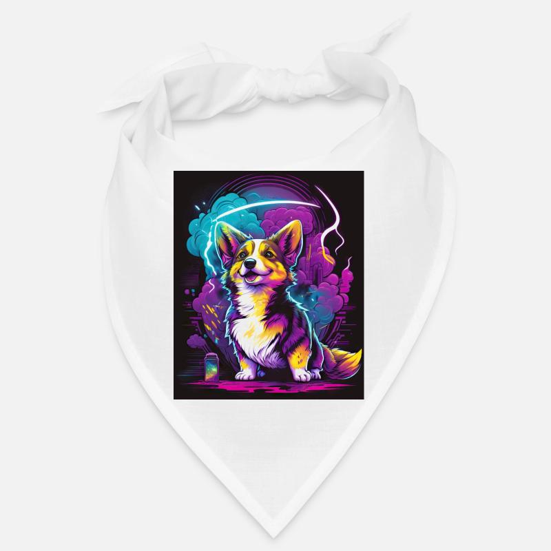 Synthwave Corgi - Retro Futuristic Pet Art Bandana