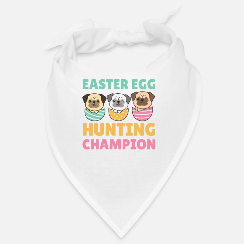 cute dogs at Easter with Easter eggs pug Bandana