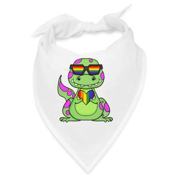 Dino Regenbogen Herz - Bandana - Weiß - Vorne