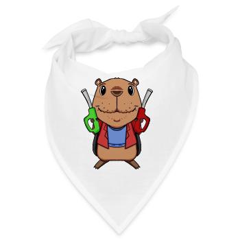 Tankwart Capybara Tankstelle - Bandana - Weiß - Vorne