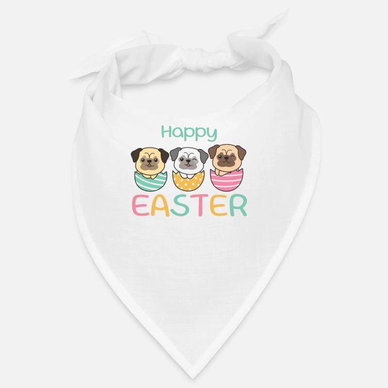 cute dogs at Easter with Easter eggs pug Bandana