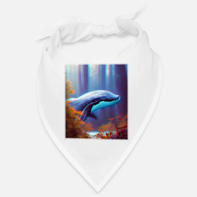 Blauwal schwebt durch den Wald Surrealismus Bandana