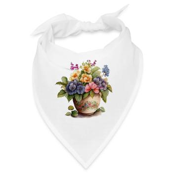 Vintage Blumen Blumentopf - Bandana - Weiß - Vorne