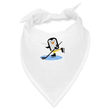 Pinguin spielt Eishockey mit Puck - Bandana - Weiß - Vorne