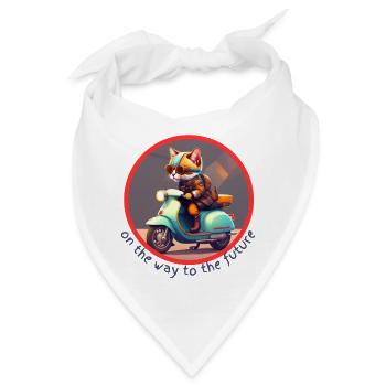 Die Katze auf dem Weg in die Zukunft - Bandana - Weiß - Vorne