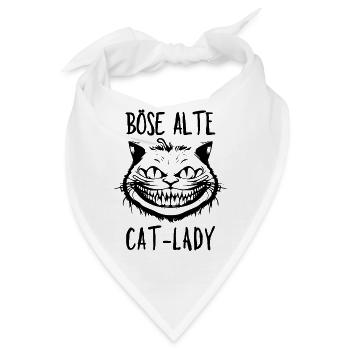 Böse alte Cat-Lady - Grinsekatze Lustiger Spruch - Bandana - Weiß - Vorne