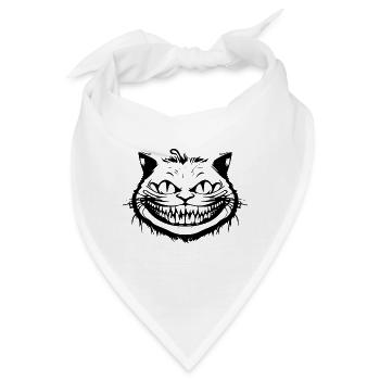 Verrückte Grinsekatze - Crazy Cheshire Cat Face - Bandana - Weiß - Vorne