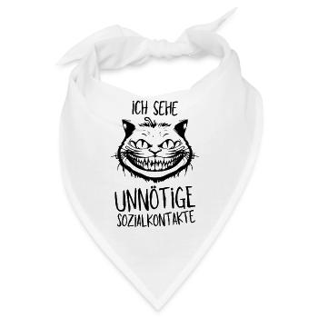 Grinsekatze - Ich sehe unnötige Sozialkontakte - Bandana - Weiß - Vorne