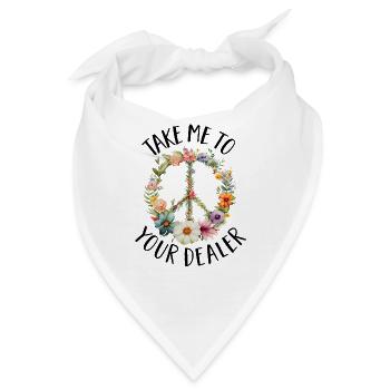 Hippie Peace Zeichen Frieden Blumen Blumenkind - Bandana - Weiß - Vorne