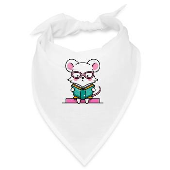 Leseratte Maus im Buch - Bandana - Weiß - Vorne